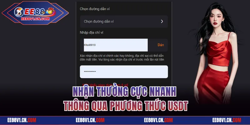 Nhận thưởng cực nhanh thông qua phương thức USDT