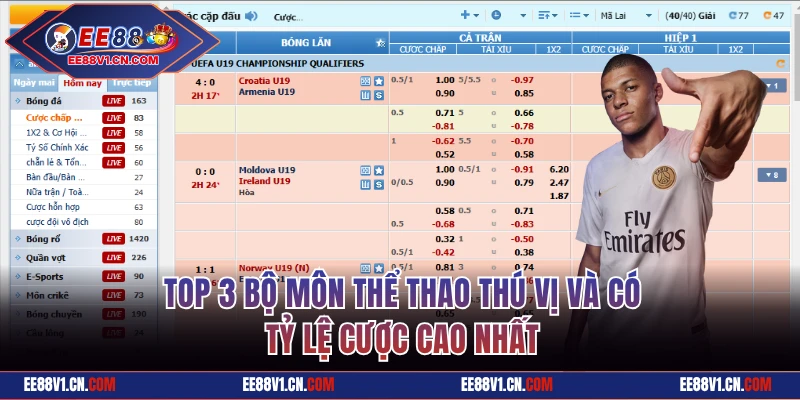 Top 3 bộ môn thú vị và có tỷ lệ cược cao nhất